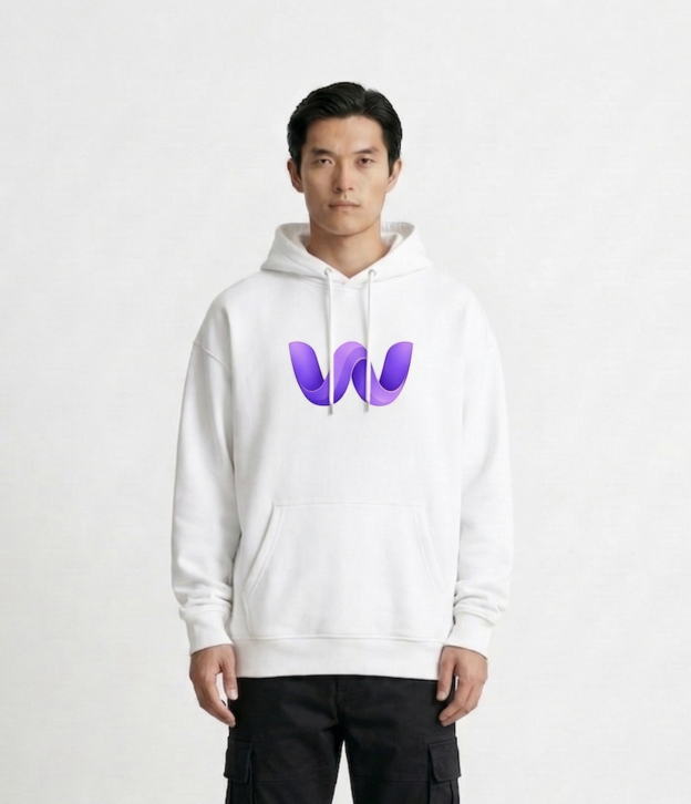 AI fashion model wearing a brand hoodie generated by Waxa AI Studio